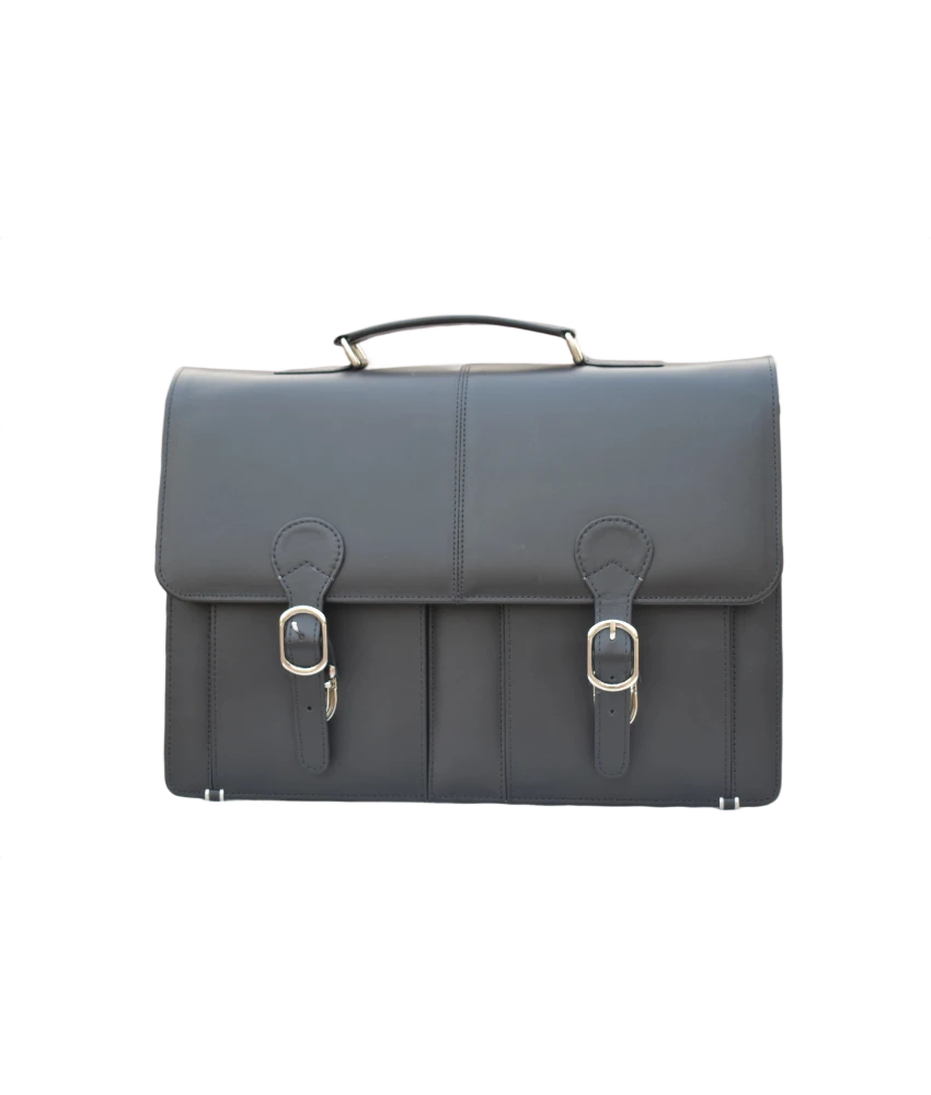 Executive Leather Business Satchel - Black