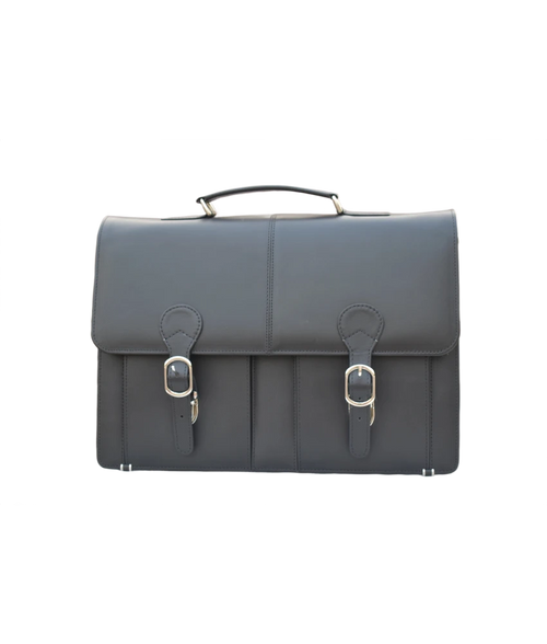 Executive Leather Business Satchel - Black