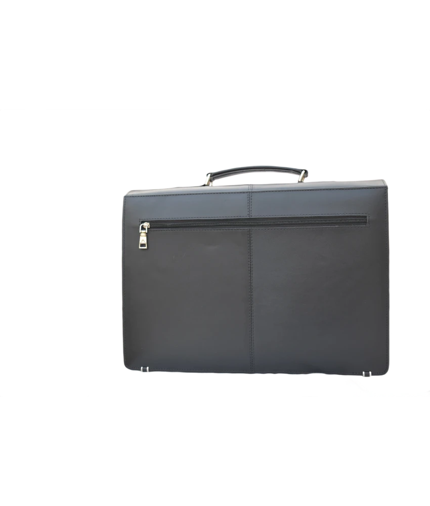 Executive Leather Business Satchel - Black