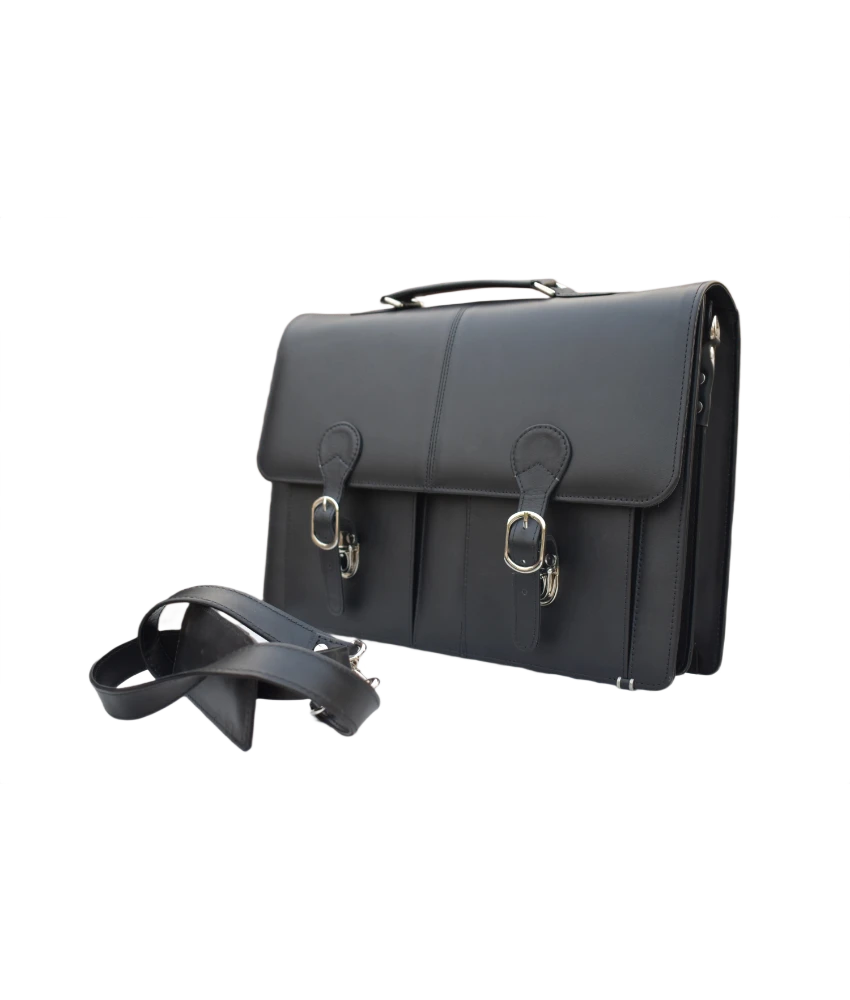 Executive Leather Business Satchel - Black