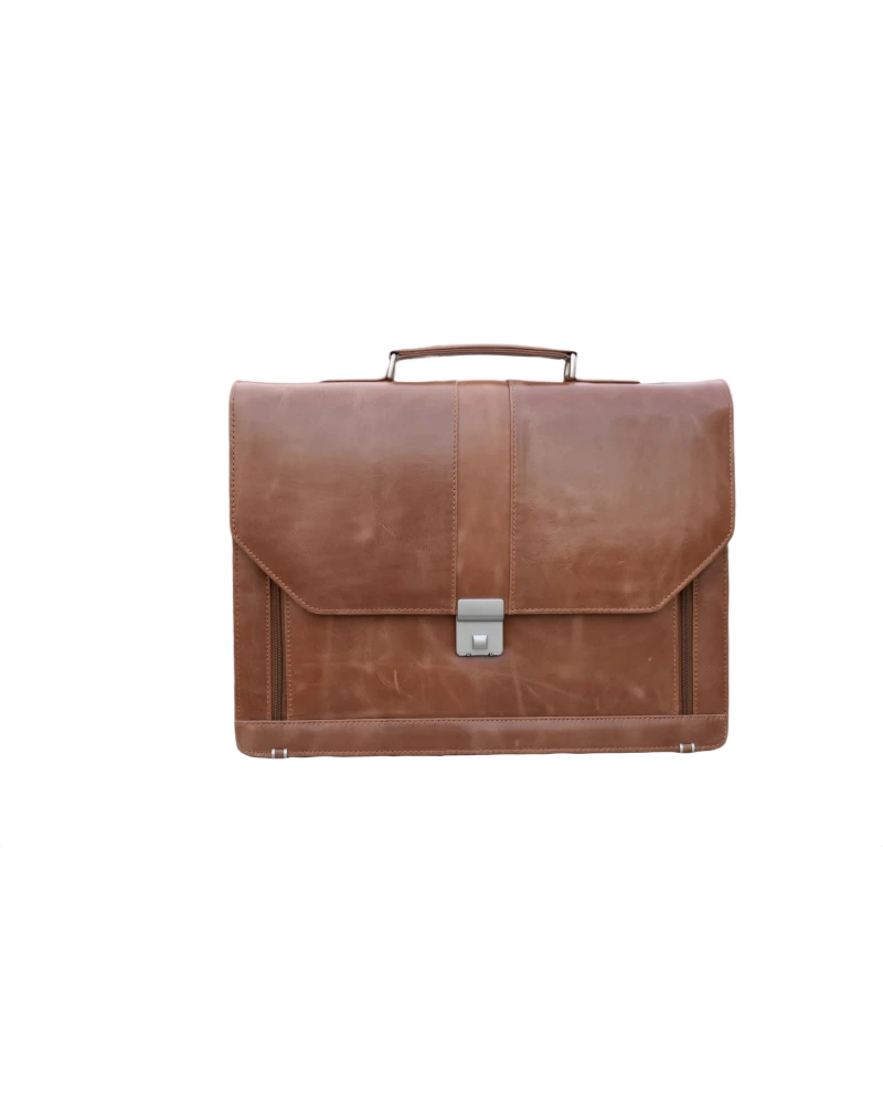 Office Leather Bag for Men - Tan - Pull Up