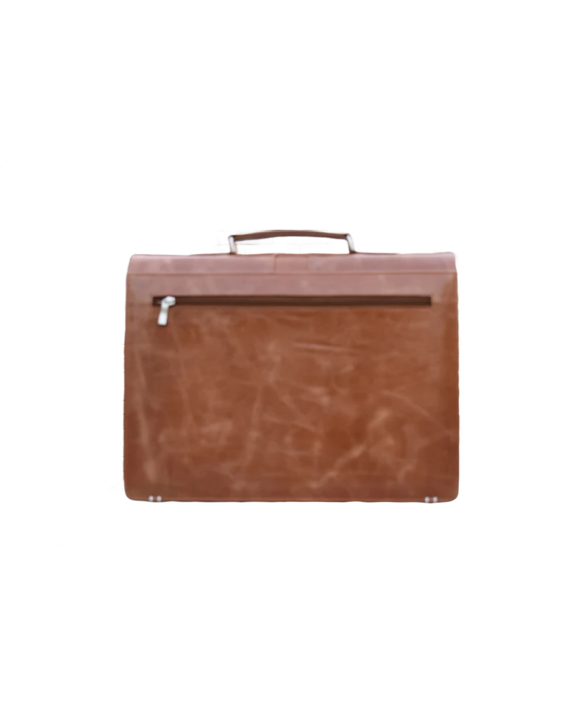 Office Leather Bag for Men - Tan - Pull Up