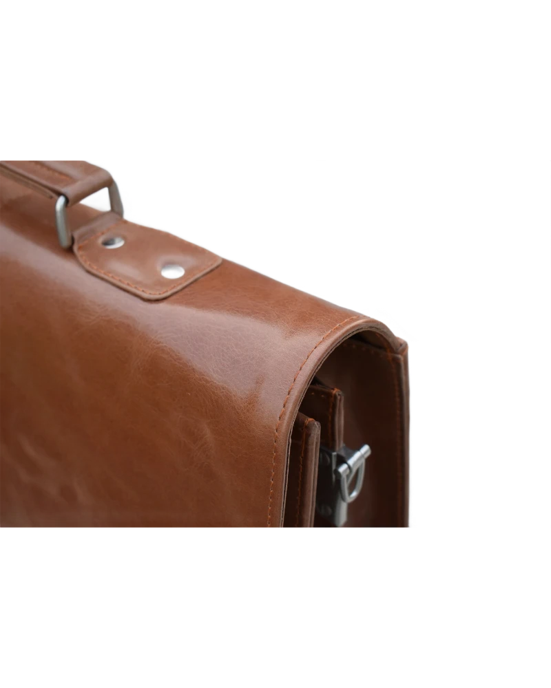 Office Leather Bag for Men - Tan - Pull Up