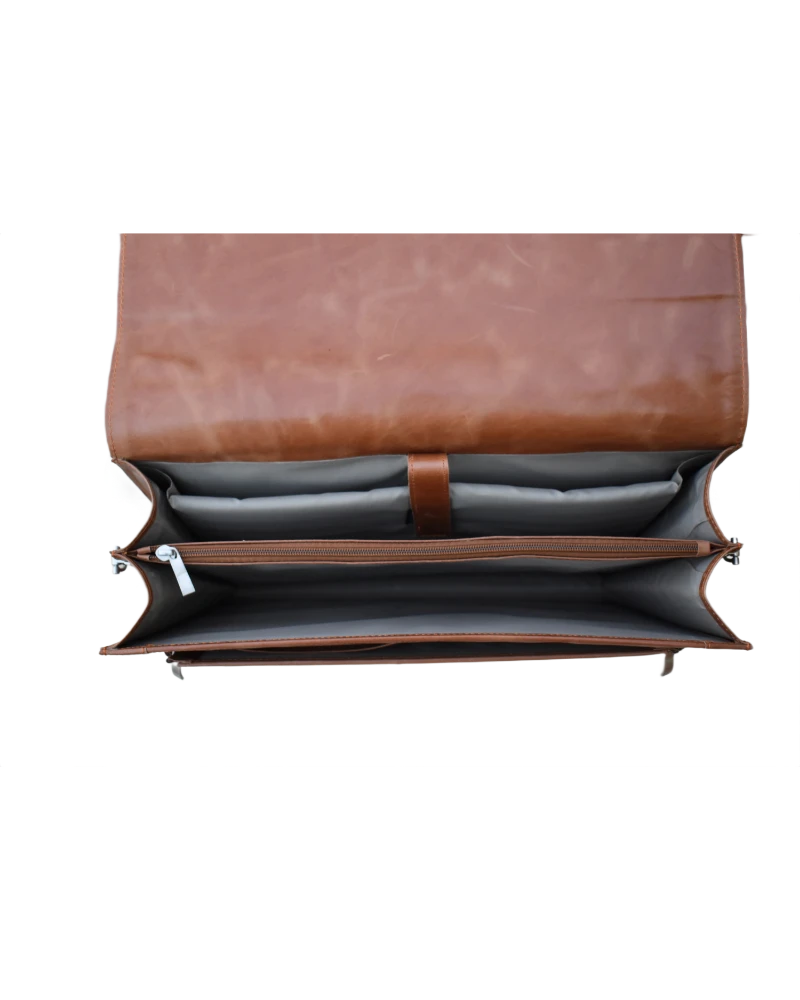 Office Leather Bag for Men - Tan - Pull Up