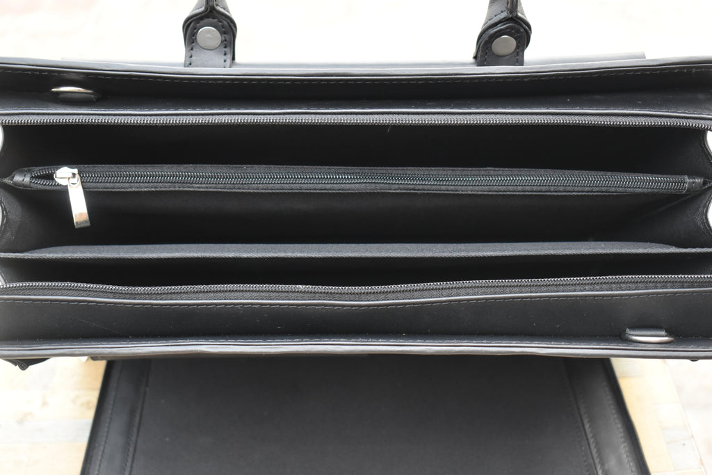 Leather Briefcase Bag - Black