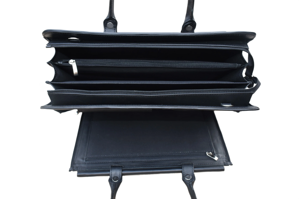 Leather Briefcase Bag - Black