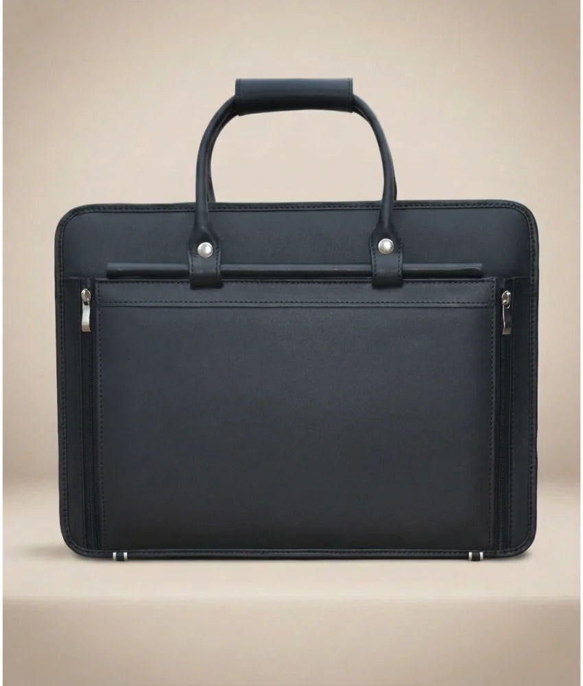 Leather Briefcase Bag - Black