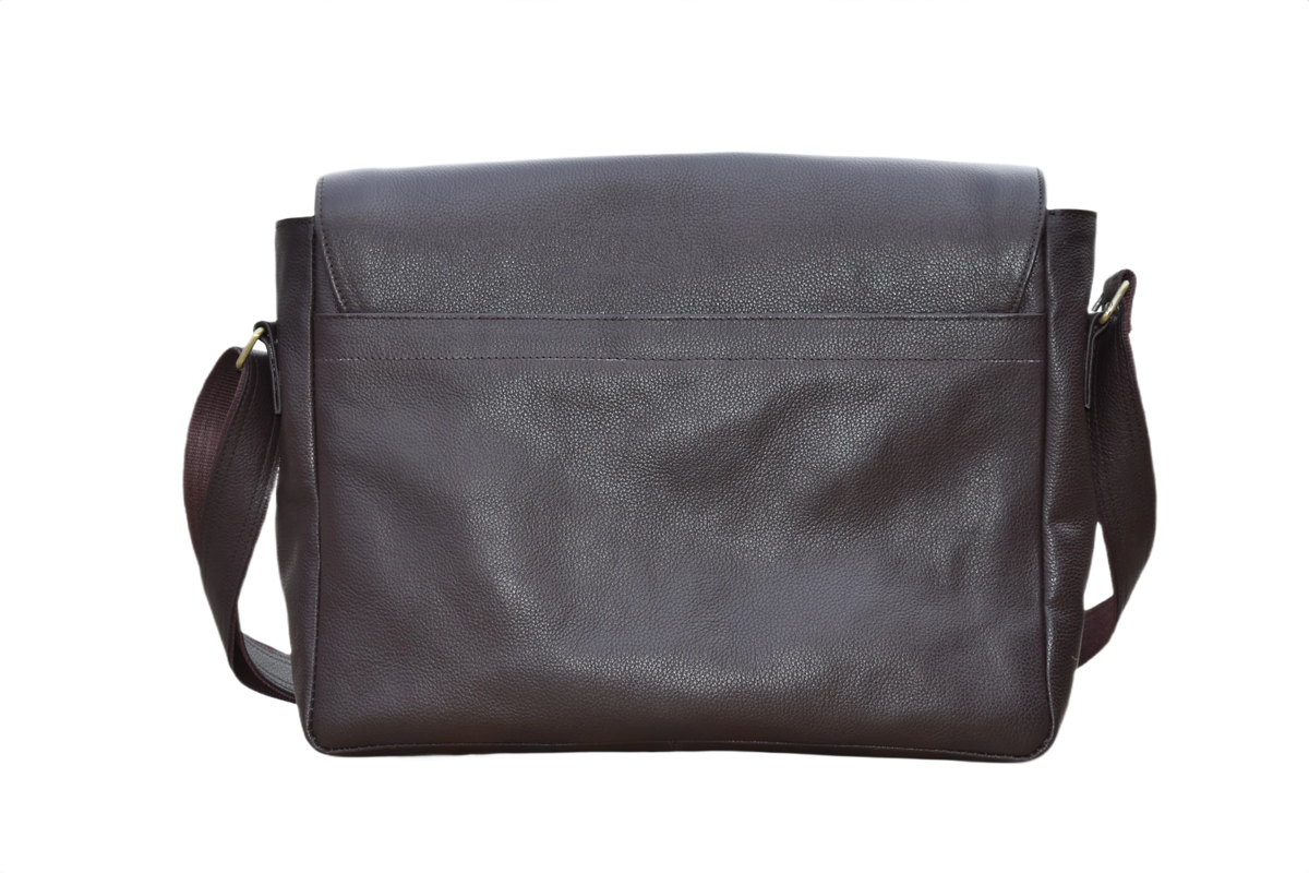 Leather Messenger Bag for Men - Dark Brown