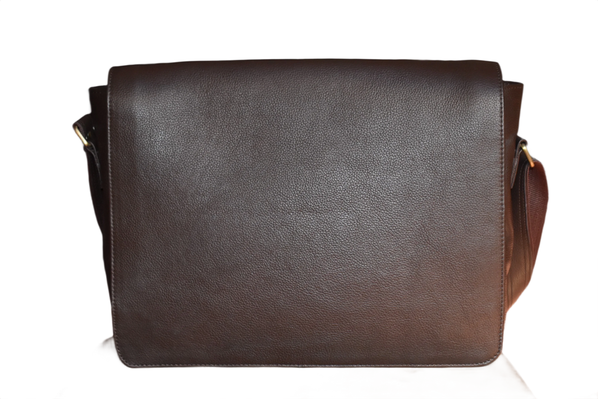 Leather Messenger Bag for Men - Dark Brown