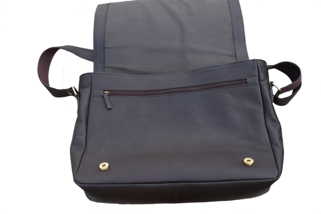 Leather Messenger Bag for Men - Dark Brown
