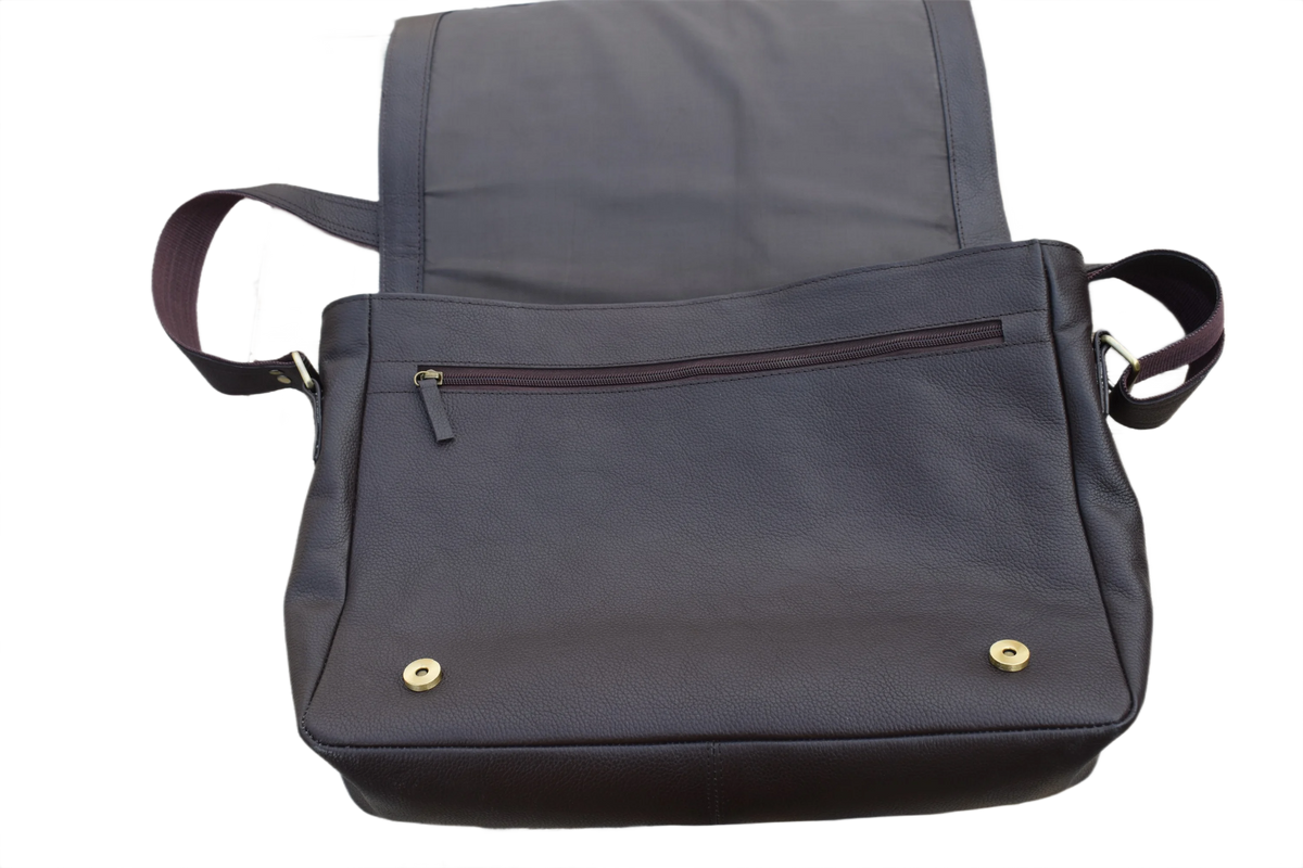 Leather Messenger Bag for Men - Dark Brown
