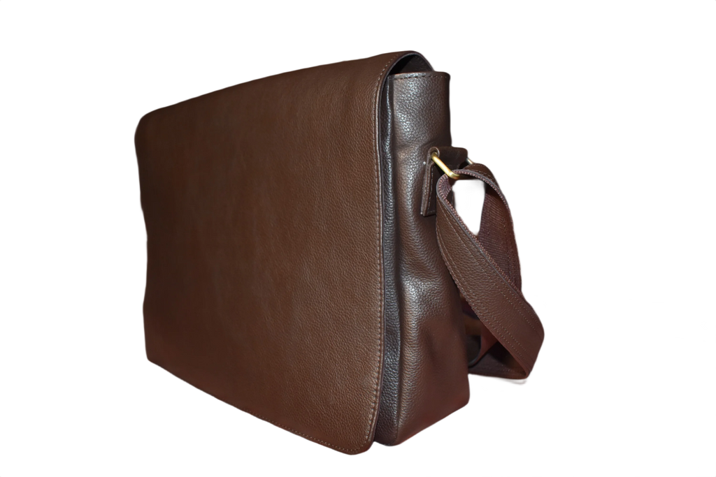 Leather Messenger Bag for Men - Dark Brown