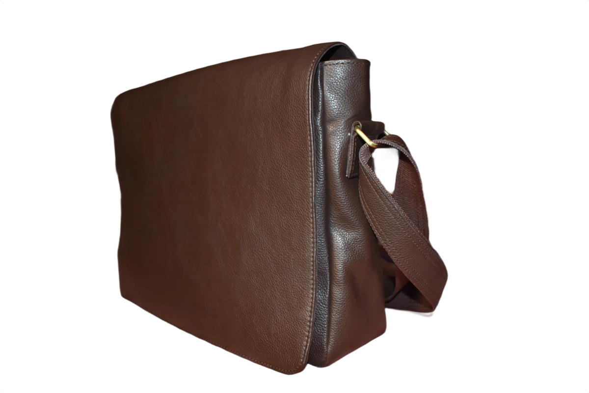 Leather Messenger Bag for Men - Dark Brown