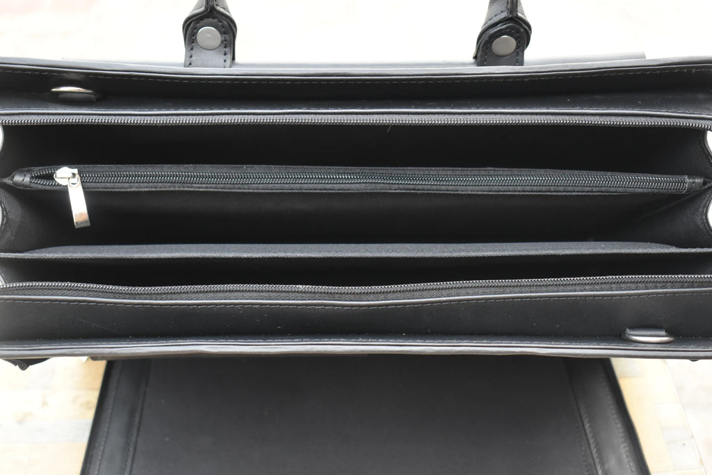 Leather Briefcase Bag - Black