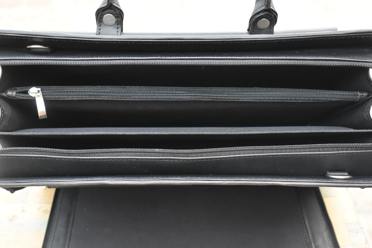 Leather Briefcase Bag - Black