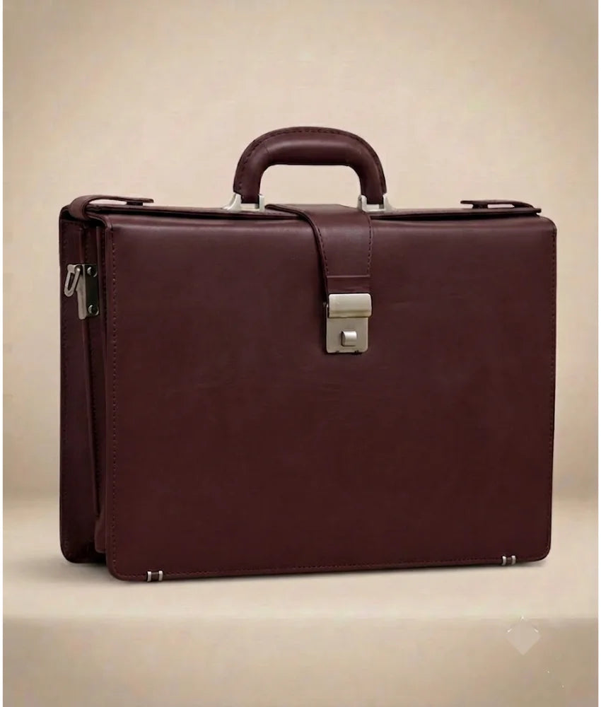 Leather Briefcase Bag for Men – Dark Burgundy Brown