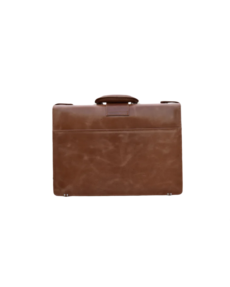Leather Briefcase Bag for Men - Tan - Pull Up