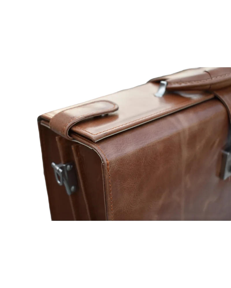 Leather Briefcase Bag for Men - Tan - Pull Up