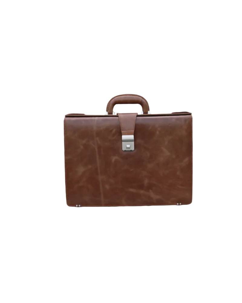 Leather Briefcase Bag for Men - Tan - Pull Up