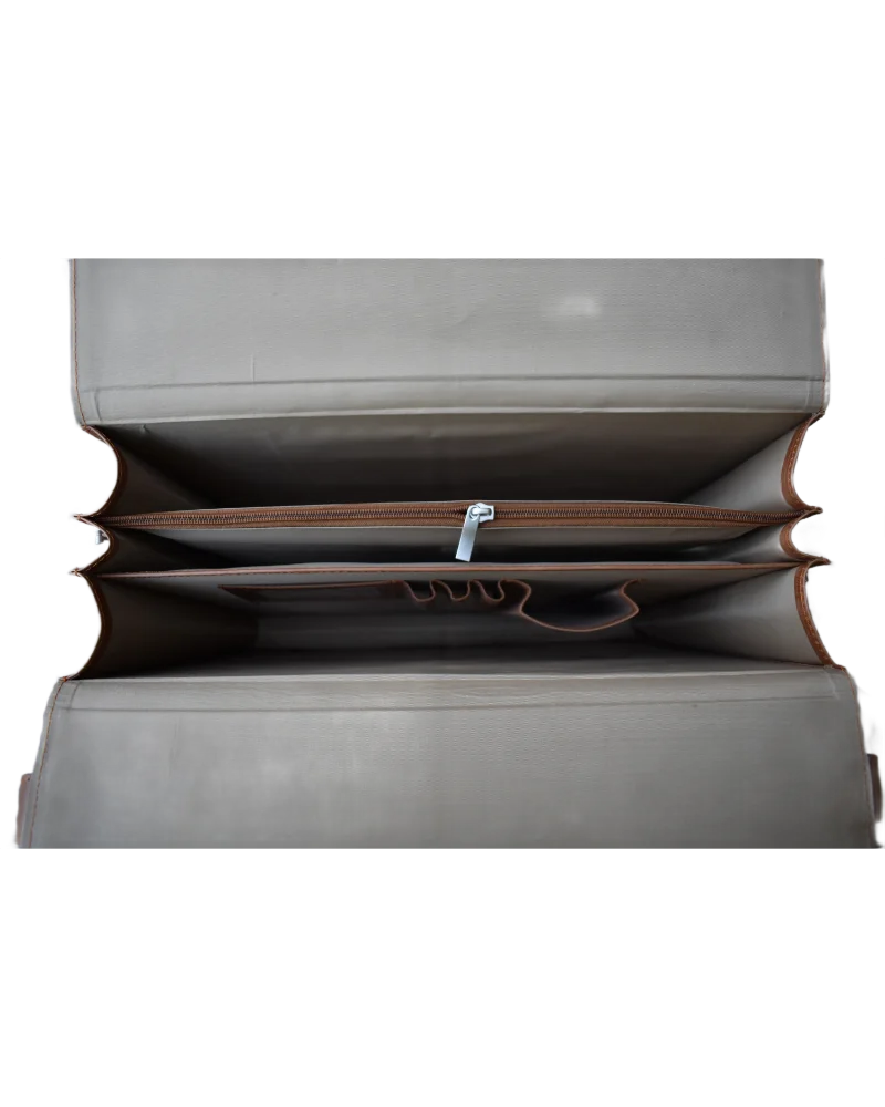 Leather Briefcase Bag for Men - Tan - Pull Up
