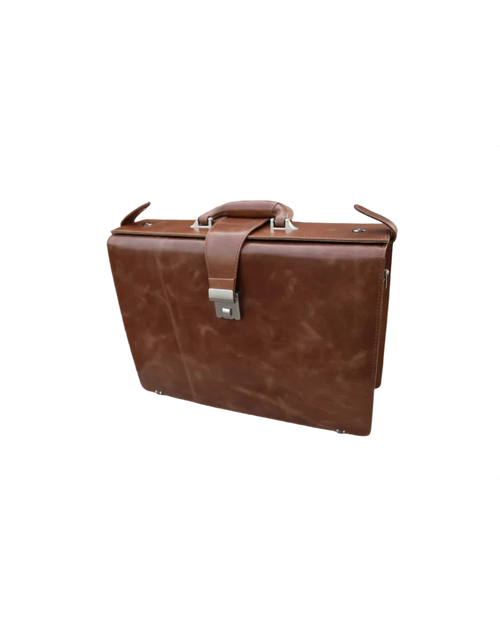 Leather Briefcase Bag for Men - Tan - Pull Up
