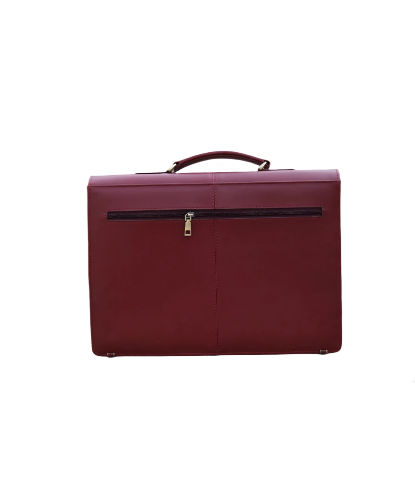Leather Executive Satchel Bag for Men - Burgundy