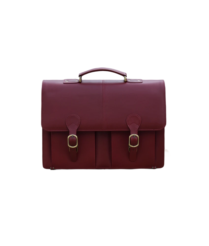 Leather Executive Satchel Bag for Men - Burgundy