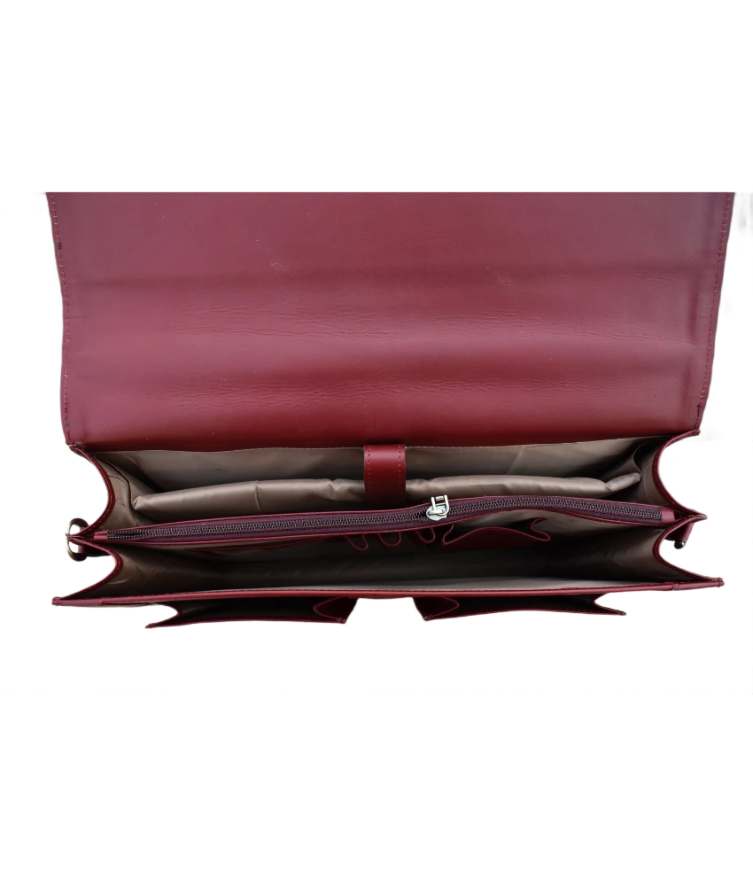 Leather Executive Satchel Bag for Men - Burgundy