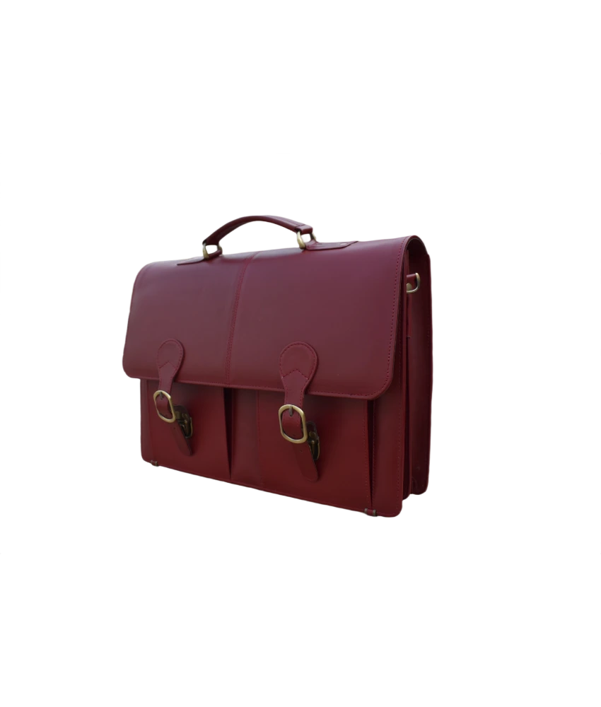 Leather Executive Satchel Bag for Men - Burgundy