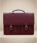 Leather Executive Satchel Bag for Men - Burgundy