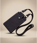 Leather Crossbody Phone Sling Bag - Black