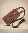 Leather Crossbody Phone Sling Bag - Tan - Pull Up