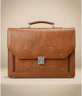 Office Leather Bag for Men - Tan - Pull Up