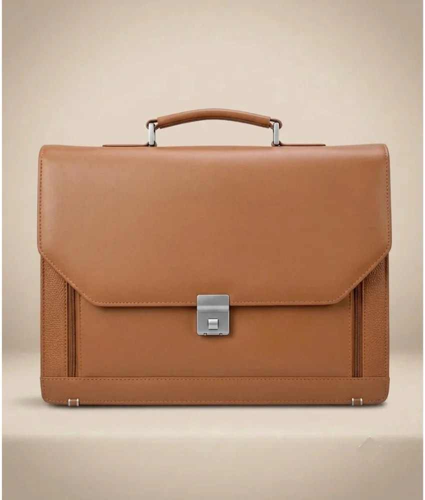 Office Leather Bag for Men - Tan