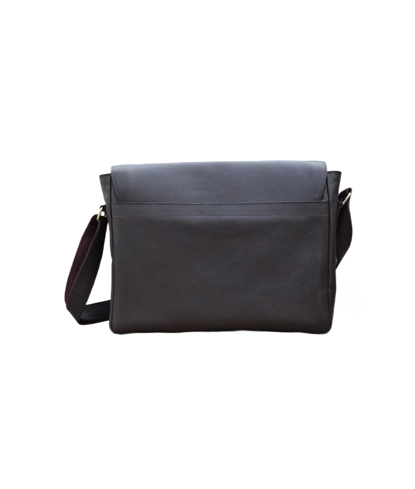 Leather Messenger Bag for Men - Black