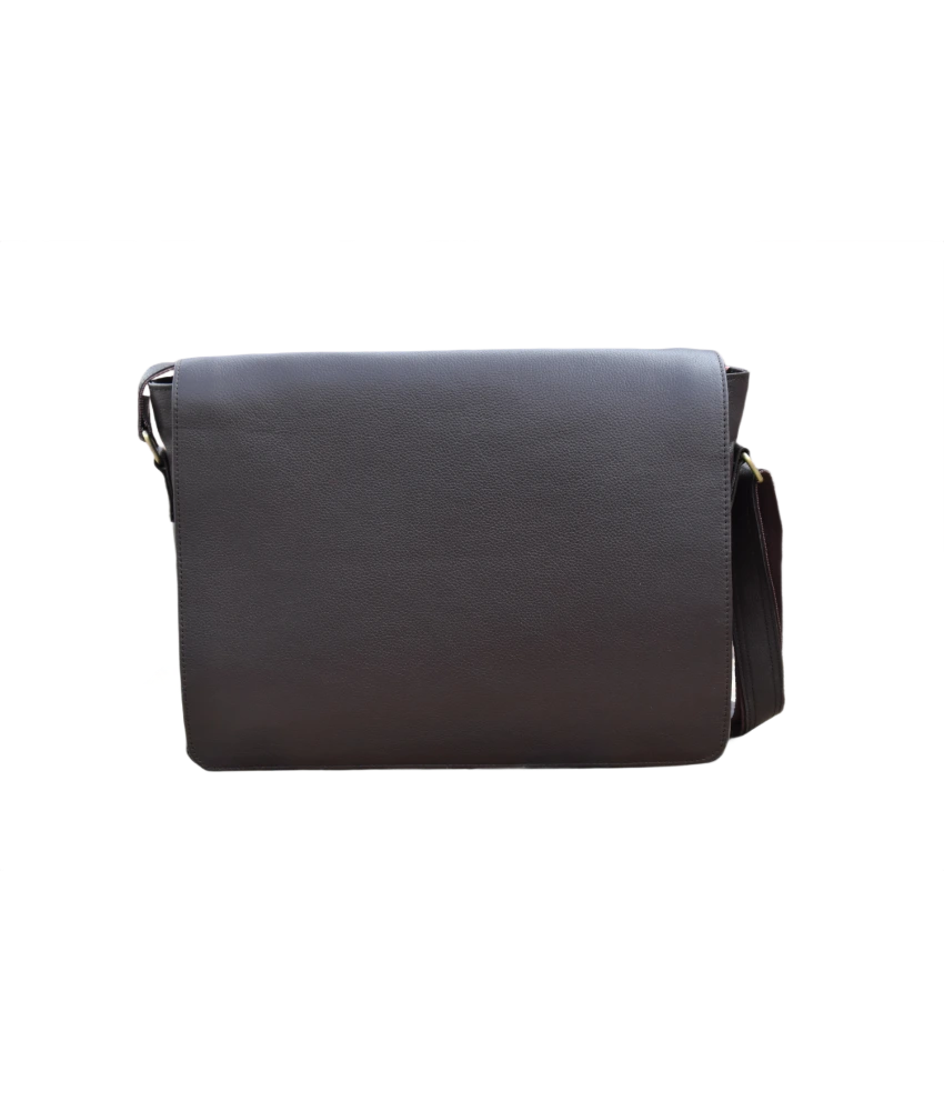 Leather Messenger Bag for Men - Black