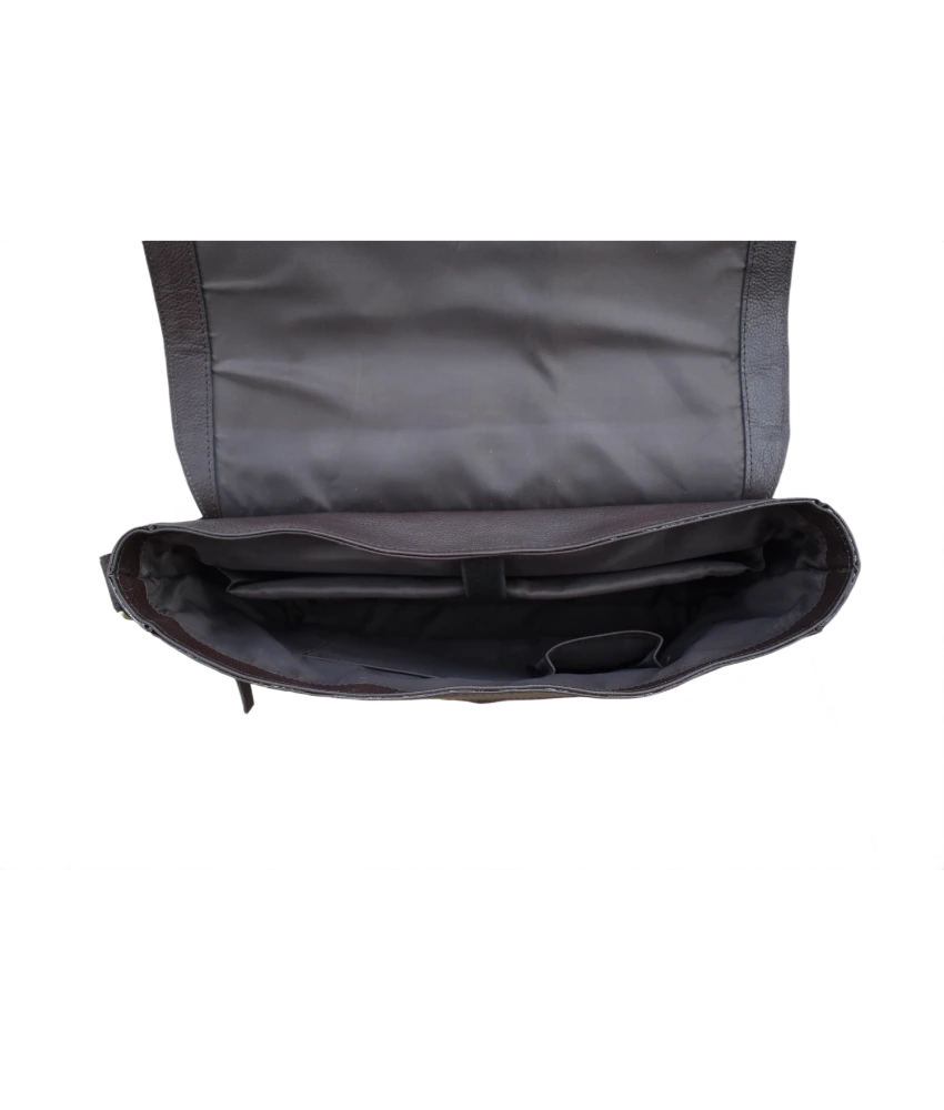 Leather Messenger Bag for Men - Black