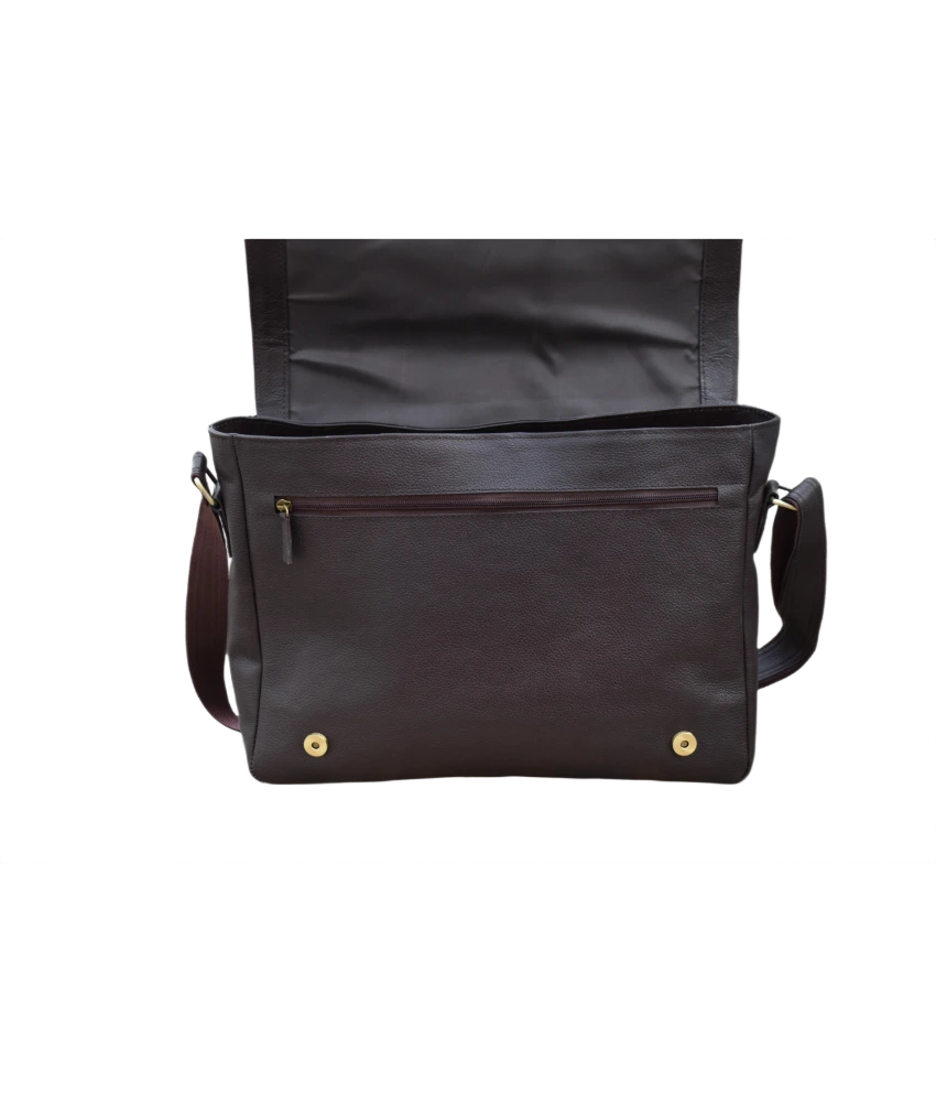 Leather Messenger Bag for Men - Black