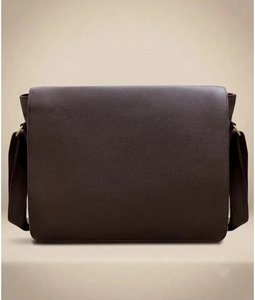 Leather Messenger Bag for Men - Dark Brown