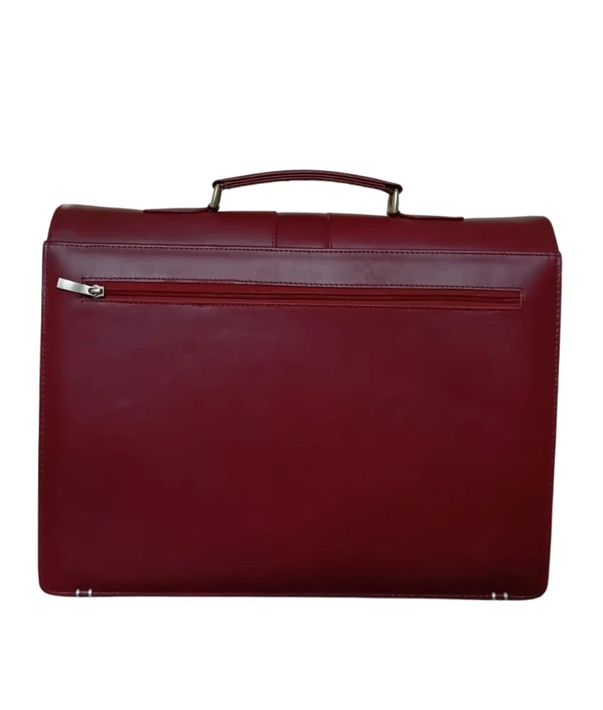Leather Office Bag for Men - Burgundy
