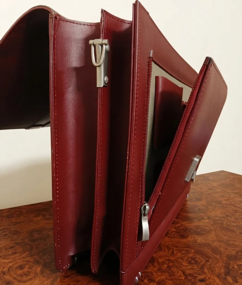 Leather Office Bag for Men - Burgundy