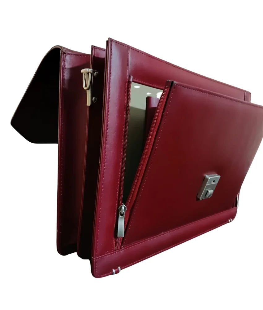 Leather Office Bag for Men - Burgundy