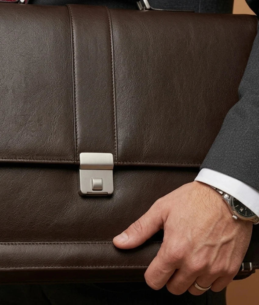 Office Leather Bag for Men - Dark Brown