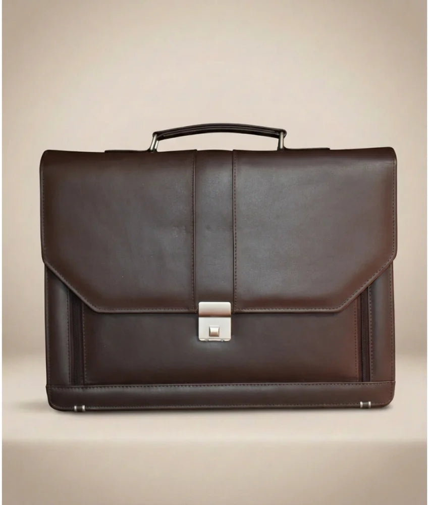 Office Leather Bag for Men - Dark Brown