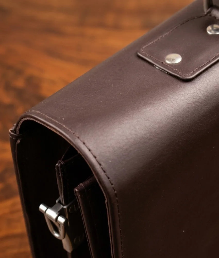 Office Leather Bag for Men - Dark Brown