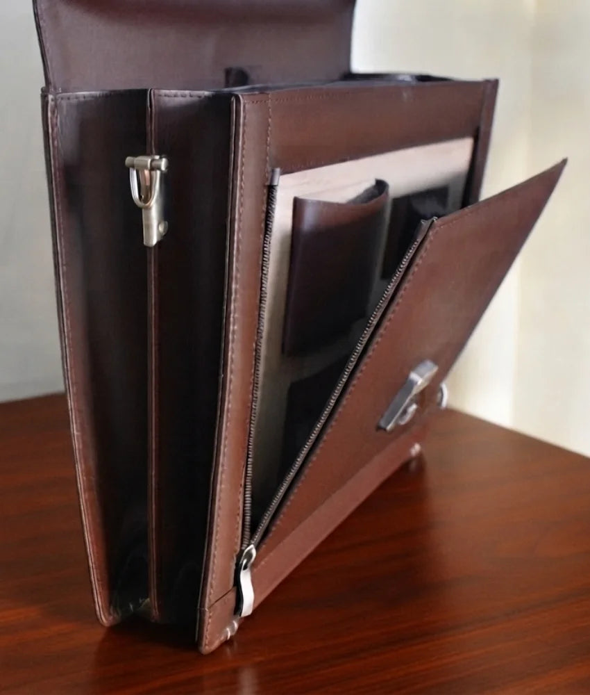 Office Leather Bag for Men - Dark Brown