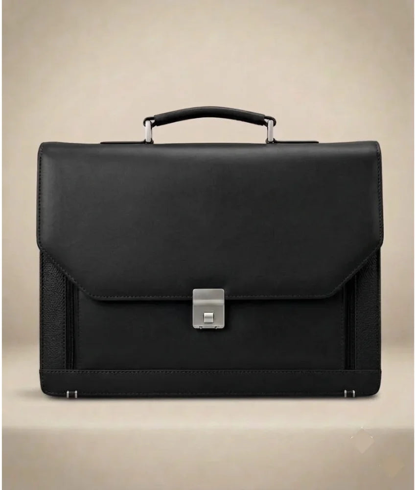 Office Leather Bag for Men - Black