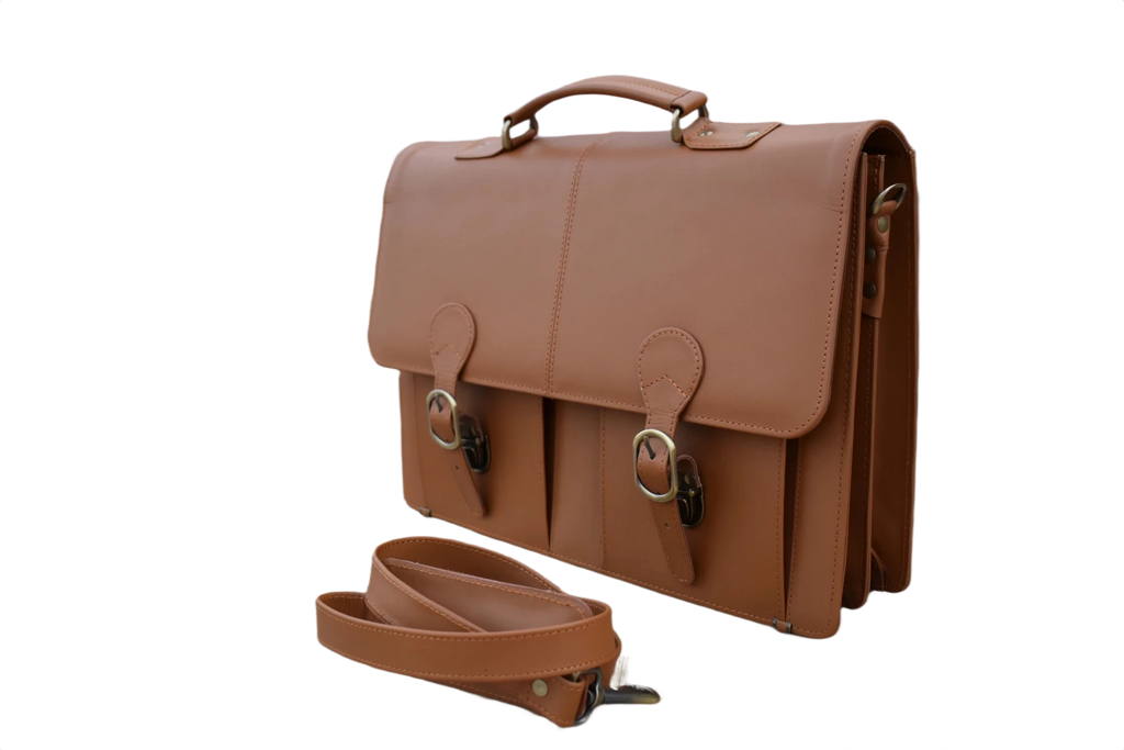 Leather Executive Satchel for Men - Tan