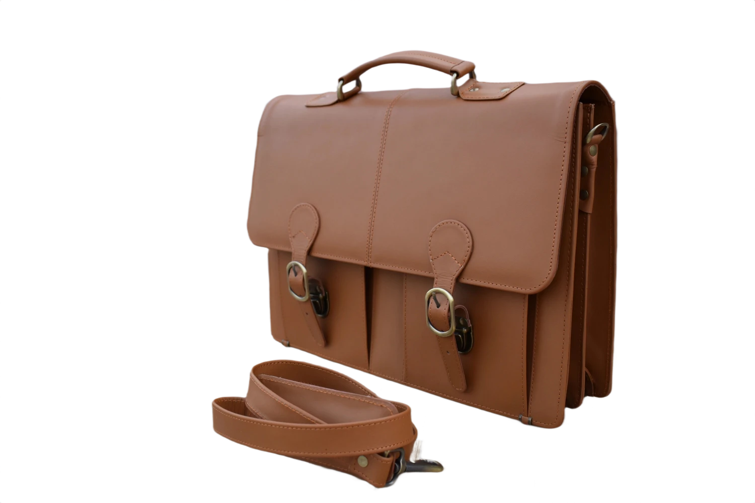 Leather Executive Satchel for Men - Tan