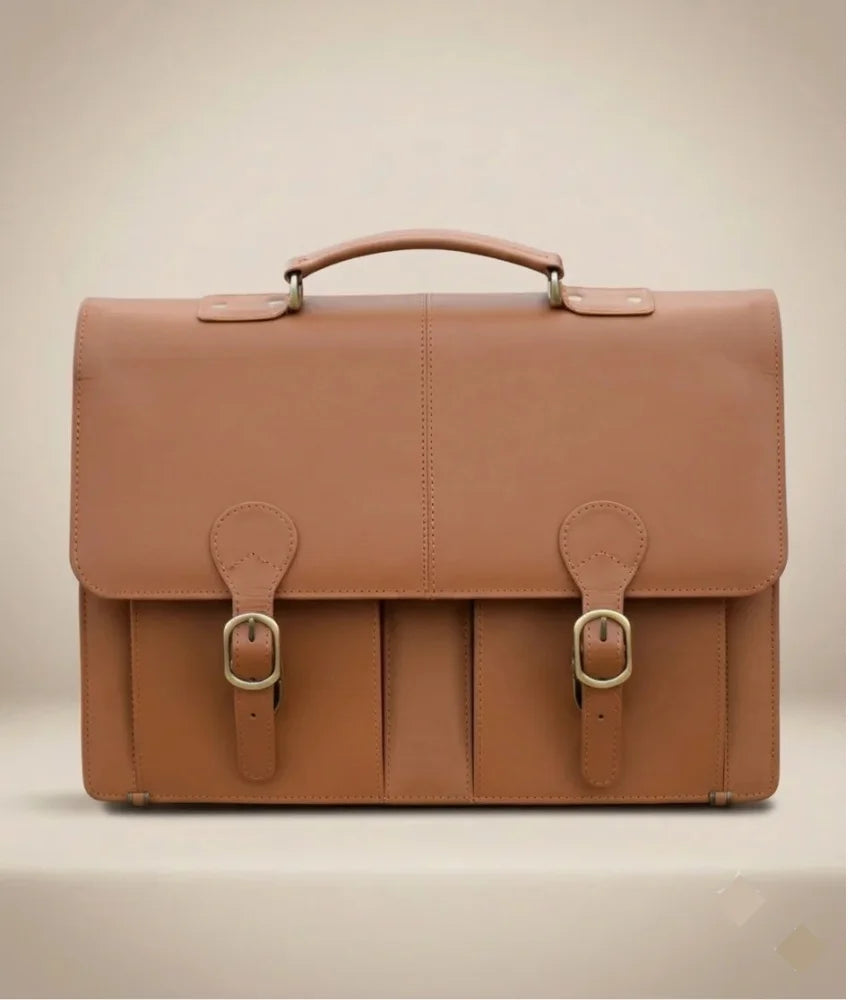 Leather Executive Satchel for Men - Tan
